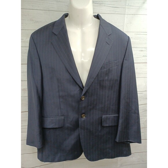 Chaps Ralph Lauren Navy Blue Cashmere Wool Blazer Jacket Mens Size 42S Flaw* - Picture 1 of 12